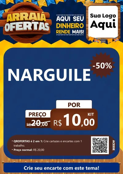 Modelo de Cartaz para Cartaz A4 Vertical com o tema Arraiá de Ofertas - Junina para Tabacaria