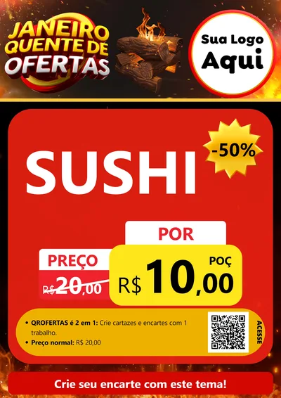 Modelo de Cartaz para Cartaz A4 Vertical com o tema Janeiro Quente de Ofertas para Comida japonesa
