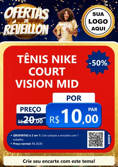 Modelo de Cartaz para Cartaz A4 Vertical com o tema Ofertas de Réveillon para Calçados