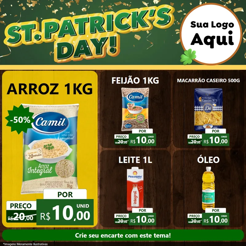 Modelo de Rede Social para Feed Facebook com o tema St Patriks Day para Supermercado