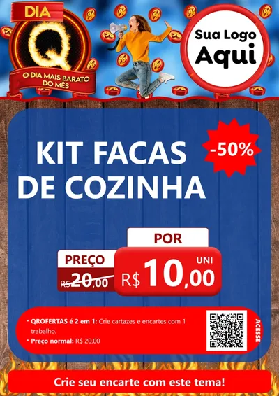 Modelo de Cartaz para Cartaz A4 Vertical com o tema Dia Q - O Dia Mais Barato Do Mês para Utilidades Domésticas