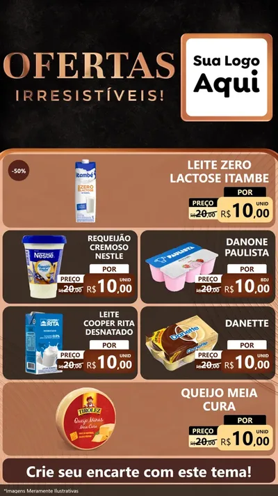 Modelo de TV para TV Vertical com o tema Ofertas Irresistíveis! para Frios e Laticínios