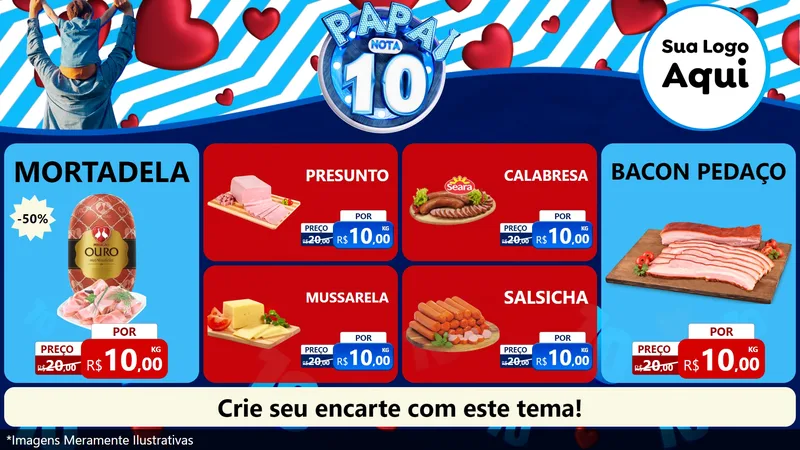 Modelo de TV para TV Horizontal com o tema Papai Nota 10 para Frios e Laticínios