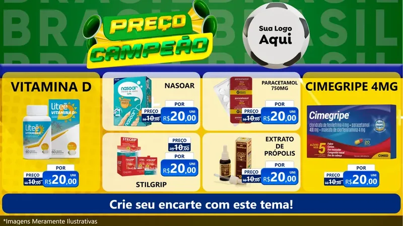Modelo de TV para TV Horizontal com o tema Preço Campeão - Copa para Farmácia