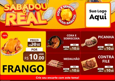 Modelo de Encarte para Encarte A4 Horizontal com o tema Sabadou do Real para Assados