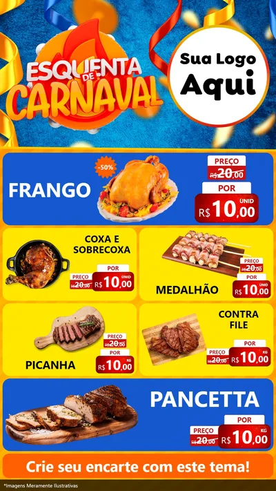 Modelo de TV para TV Vertical com o tema Esquenta de Carnaval para Assados