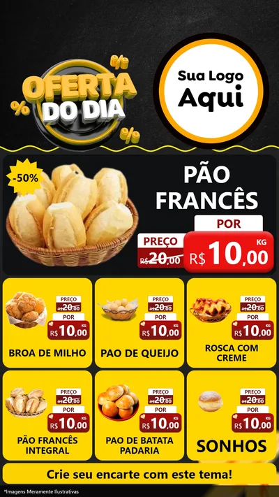 Modelo de Rede Social para Stories com o tema Oferta Do Dia para Padaria