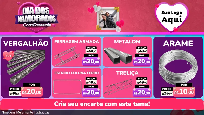 Modelo de TV para TV Horizontal com o tema Dia Dos Namorados Com Desconto para Ferragens