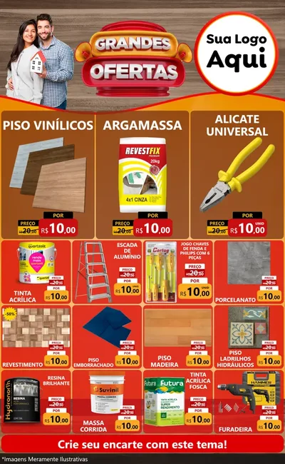 Modelo de Encarte para Encarte Grande com o tema Grandes Ofertas para Material para Construção