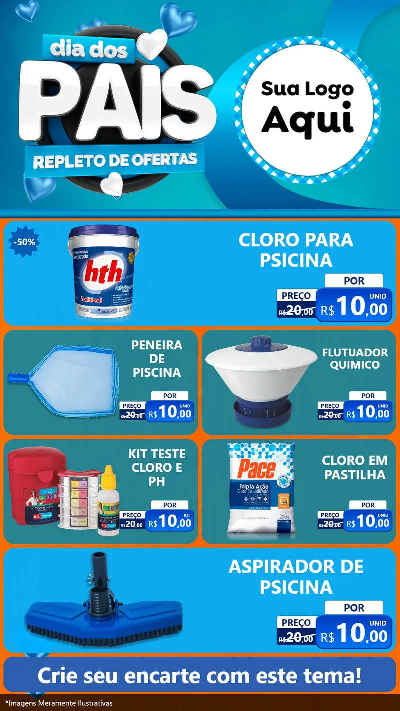Modelo de TV para TV Vertical com o tema Dia Dos Pais Repleto de Ofertas para Produtos para Piscina