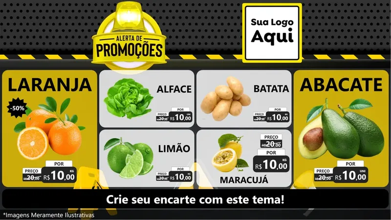 Modelo de TV para TV Horizontal com o tema Alerta de Promoções para Hortifrúti