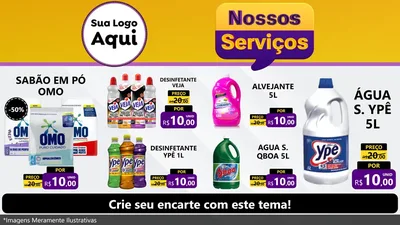 Modelo de TV para TV Horizontal com o tema Nossos Serviços para Produtos de Limpeza