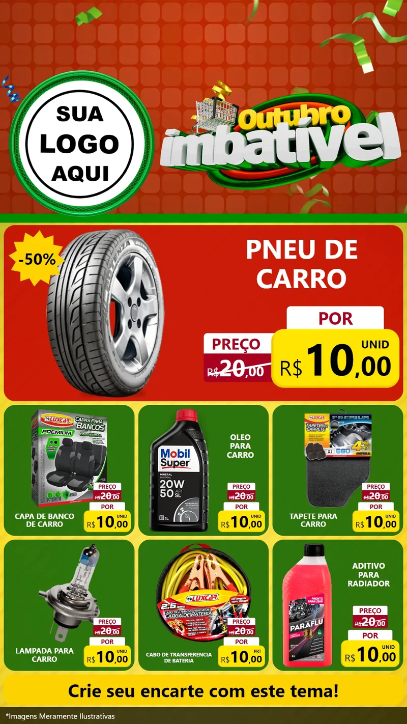 Modelo de Rede Social para Stories com o tema Outubro Imbatível para Auto peças
