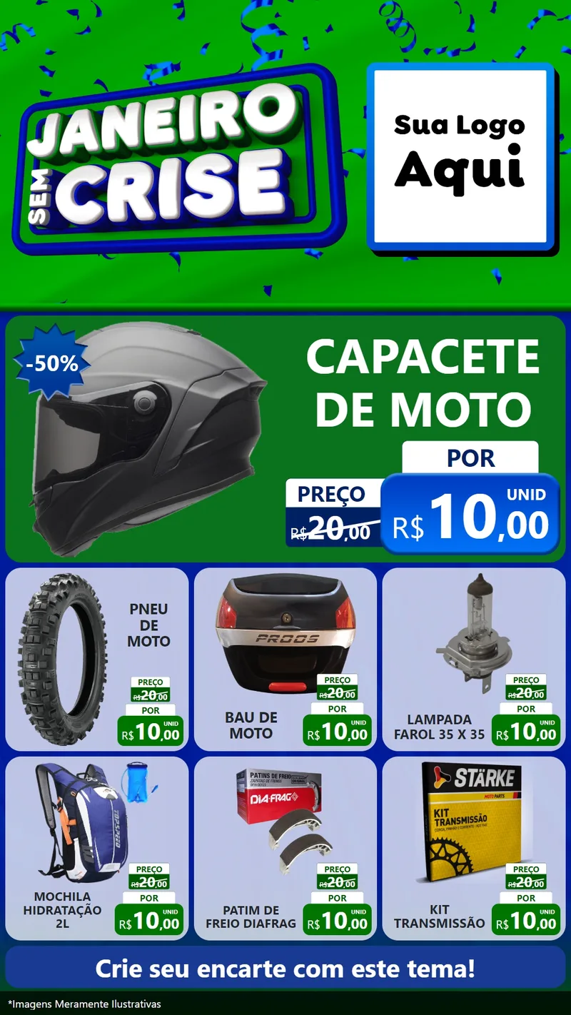 Modelo de Rede Social para Stories com o tema Janeiro Sem Crise para Moto peças
