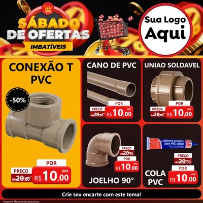 Modelo de Rede Social para Feed Facebook com o tema Sábado de Ofertas Imbatíveis para Tubos e conexões