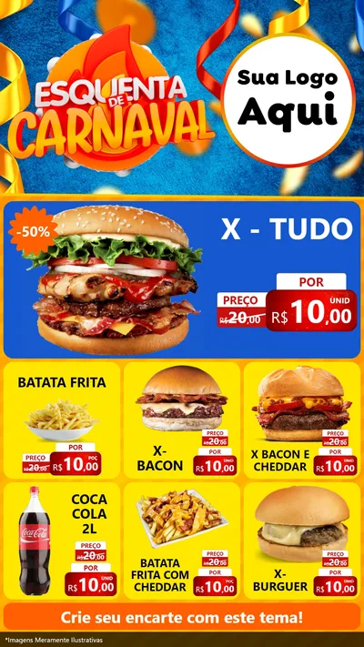 Modelo de Rede Social para Stories com o tema Esquenta de Carnaval para Hamburgueria