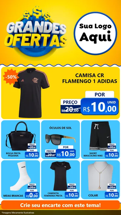 Modelo de Rede Social para Stories com o tema Grandes Ofertas para Roupas e acessórios
