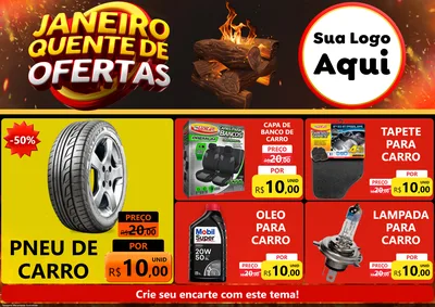 Modelo de Encarte para Encarte A4 Horizontal com o tema Janeiro Quente de Ofertas para Auto peças