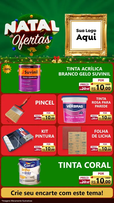 Modelo de TV para TV Vertical com o tema Natal de Ofertas para Tintas e Ferramentas
