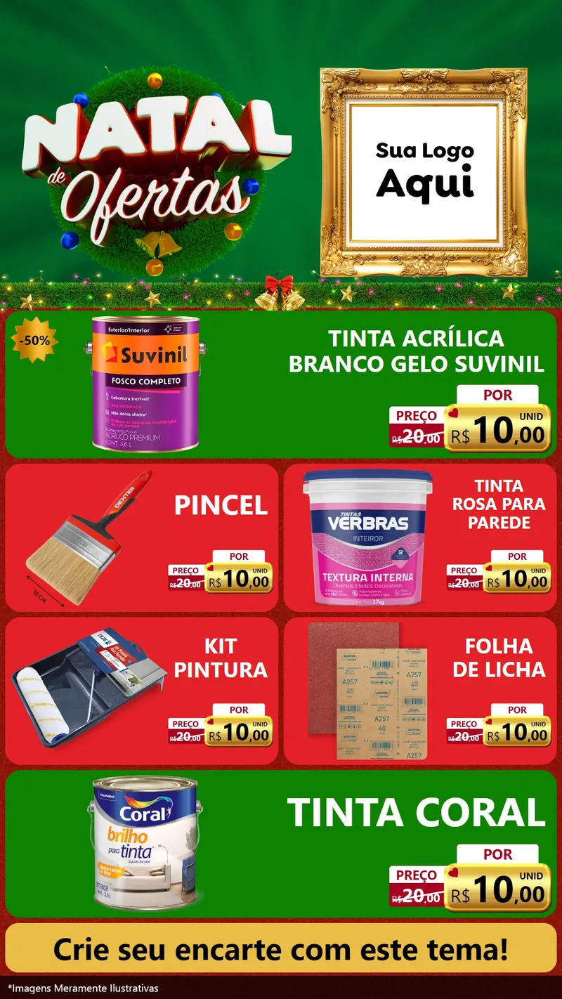 Modelo de TV para TV Vertical com o tema Natal de Ofertas para Tintas e Ferramentas