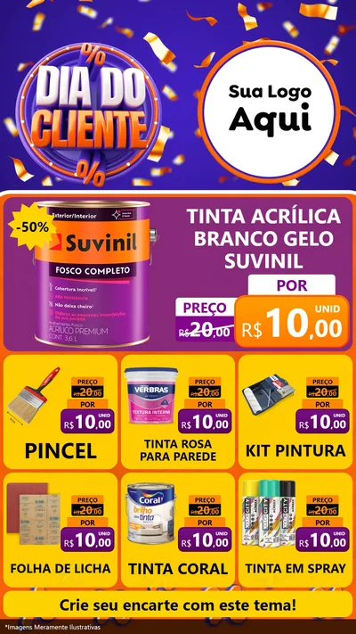 Modelo de Rede Social para Stories com o tema Dia do Cliente para Tintas e Ferramentas