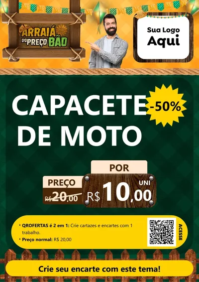 Modelo de Cartaz para Cartaz A4 Vertical com o tema Arraiá do preço bão para Moto peças