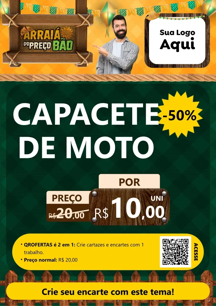 Modelo de Cartaz para Cartaz A4 Vertical com o tema Arraiá do preço bão para Moto peças