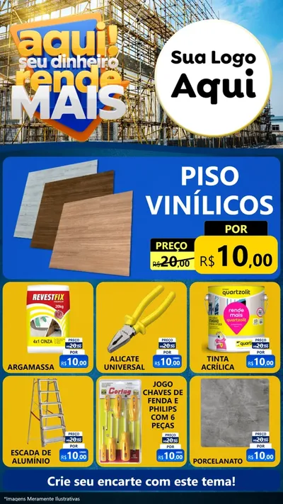 Modelo de Rede Social para Stories com o tema Aqui Seu Dinheiro Rende Mais para Material para Construção