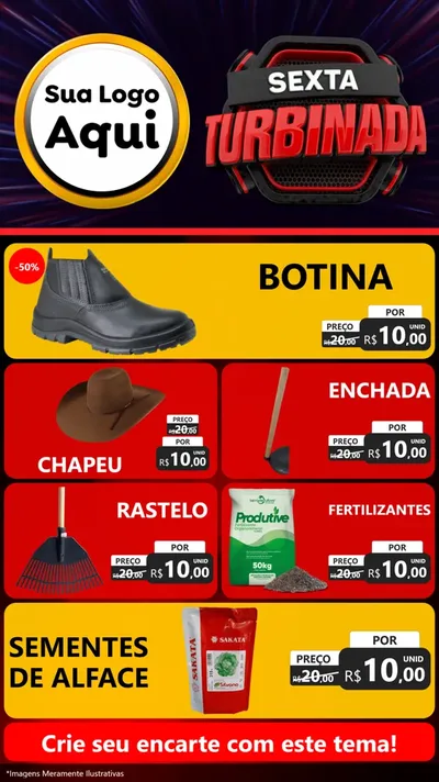 Modelo de TV para TV Vertical com o tema Sexta Turbinada para Agropecuária