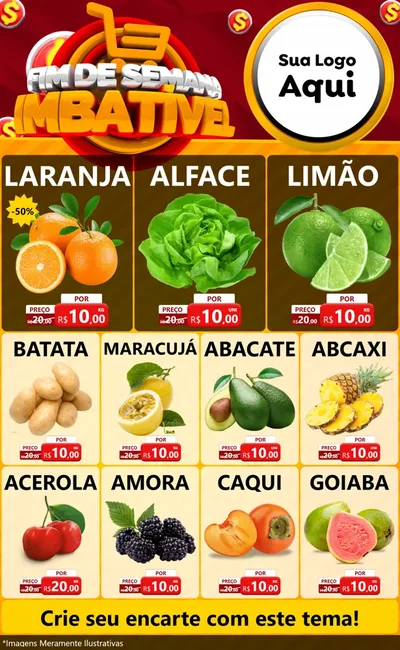 Modelo de Encarte para Encarte Grande com o tema Fim de Semana Imbatível para Hortifrúti