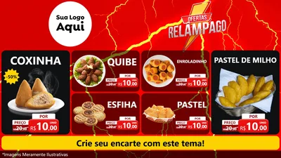 Modelo de TV para TV Horizontal com o tema Ofertas Relâmpago para Salgadaria