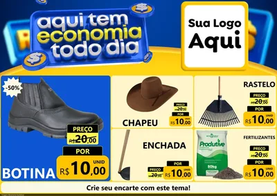 Modelo de Encarte para Encarte A4 Horizontal com o tema Aqui Tem Economia Todo Dia para Agropecuária