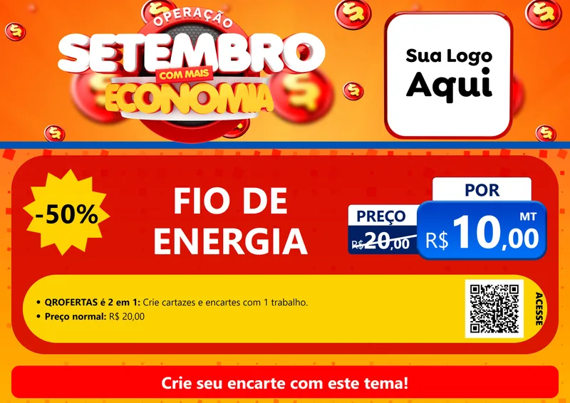 Modelo de Cartaz para Cartaz A4 Horizontal com o tema Operação Setembro Com Muita Economia para Materiais Elétricos