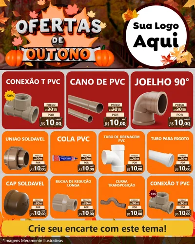 Modelo de Rede Social para Feed Instagram com o tema Ofertas de Outono para Tubos e conexões