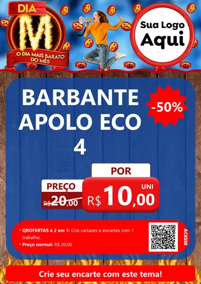 Modelo de Cartaz para Cartaz A4 Vertical com o tema Dia M - O Dia Mais Barato Do Mês para Armarinho e Aviamentos