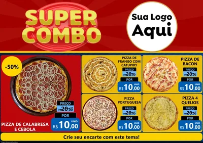 Modelo de Encarte para Encarte A4 Horizontal com o tema Super Combo para Pizzaria