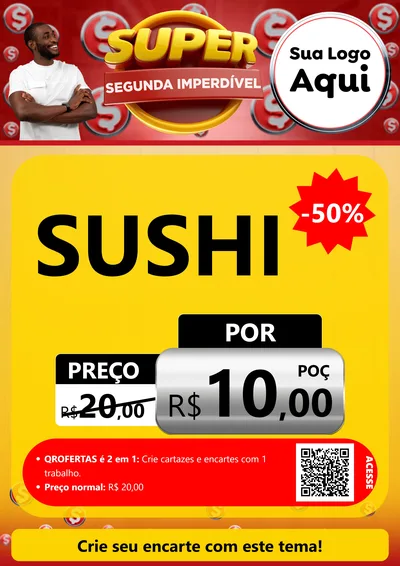 Modelo de Cartaz para Cartaz A4 Vertical com o tema Super Segunda Imperdível para Comida japonesa
