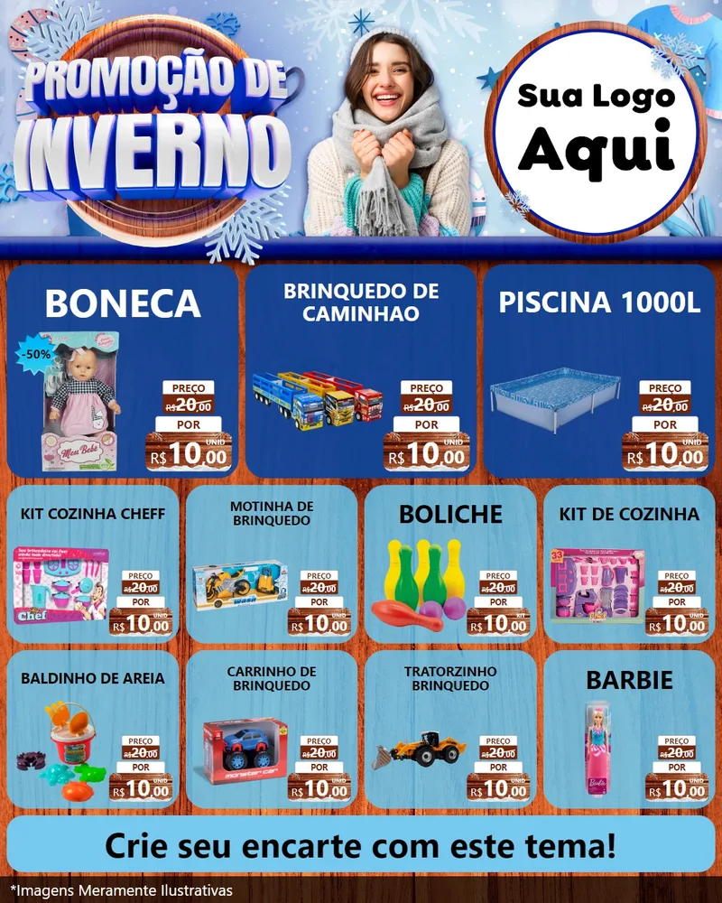 Modelo de Rede Social para Feed Instagram com o tema Promoção de Inverno para Brinquedos