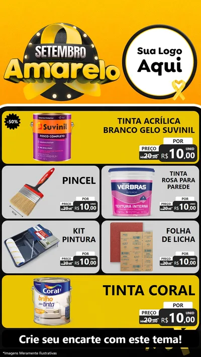 Modelo de TV para TV Vertical com o tema Setembro Amarelo para Tintas e Ferramentas