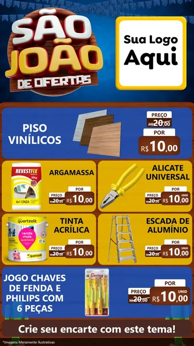 Modelo de TV para TV Vertical com o tema São João Ofertas Imbatíveis! - Junina para Material para Construção