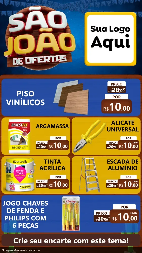 Modelo de TV para TV Vertical com o tema São João Ofertas Imbatíveis! - Junina para Material para Construção