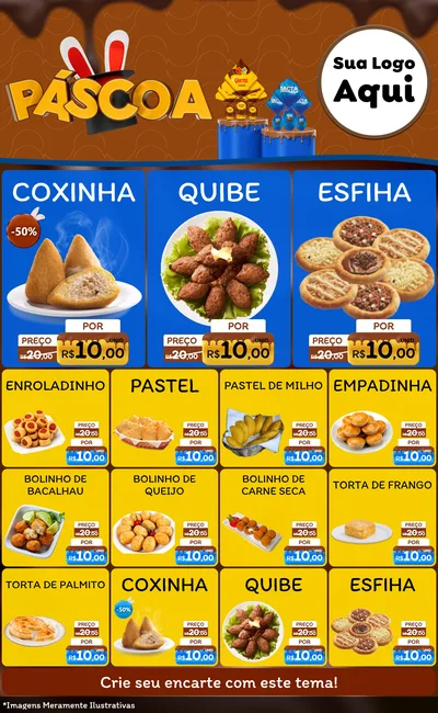 Modelo de Encarte para Encarte Grande com o tema Páscoa para Salgadaria