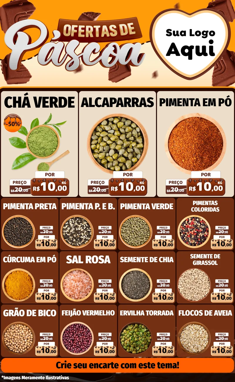 Modelo de Encarte para Encarte Grande com o tema Ofertas de Páscoa para Produtos Naturais