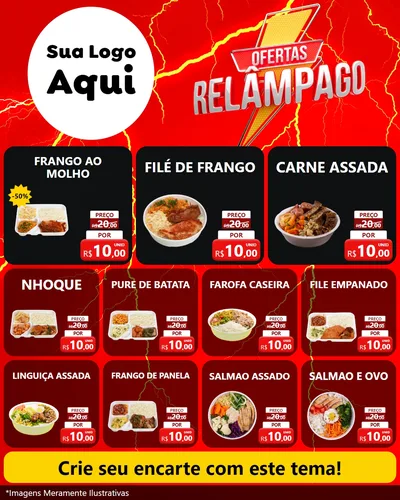 Modelo de Rede Social para Feed Instagram com o tema Ofertas Relâmpago para Restaurante
