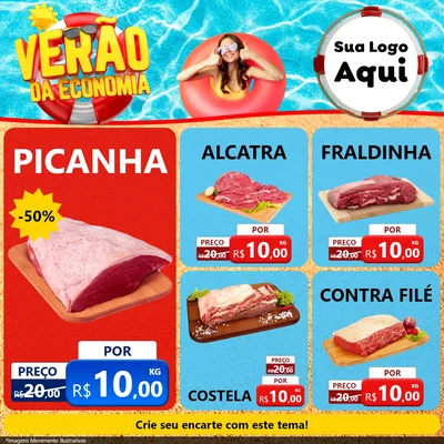 Modelo de Rede Social para Feed Facebook com o tema Verão da Economia para Açougue