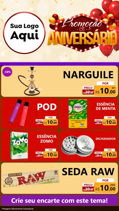 Modelo de TV para TV Vertical com o tema Promoção de Aniversário para Tabacaria
