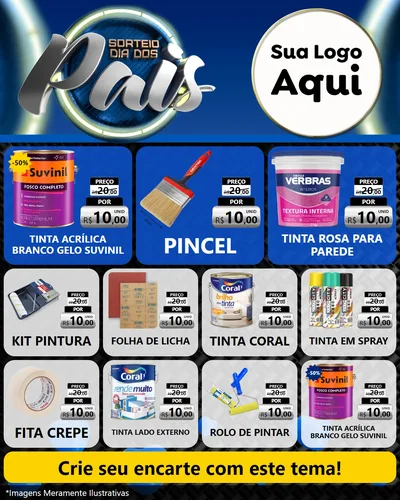 Modelo de Rede Social para Feed Instagram com o tema Sorteio Dia Dos Pais para Tintas e Ferramentas