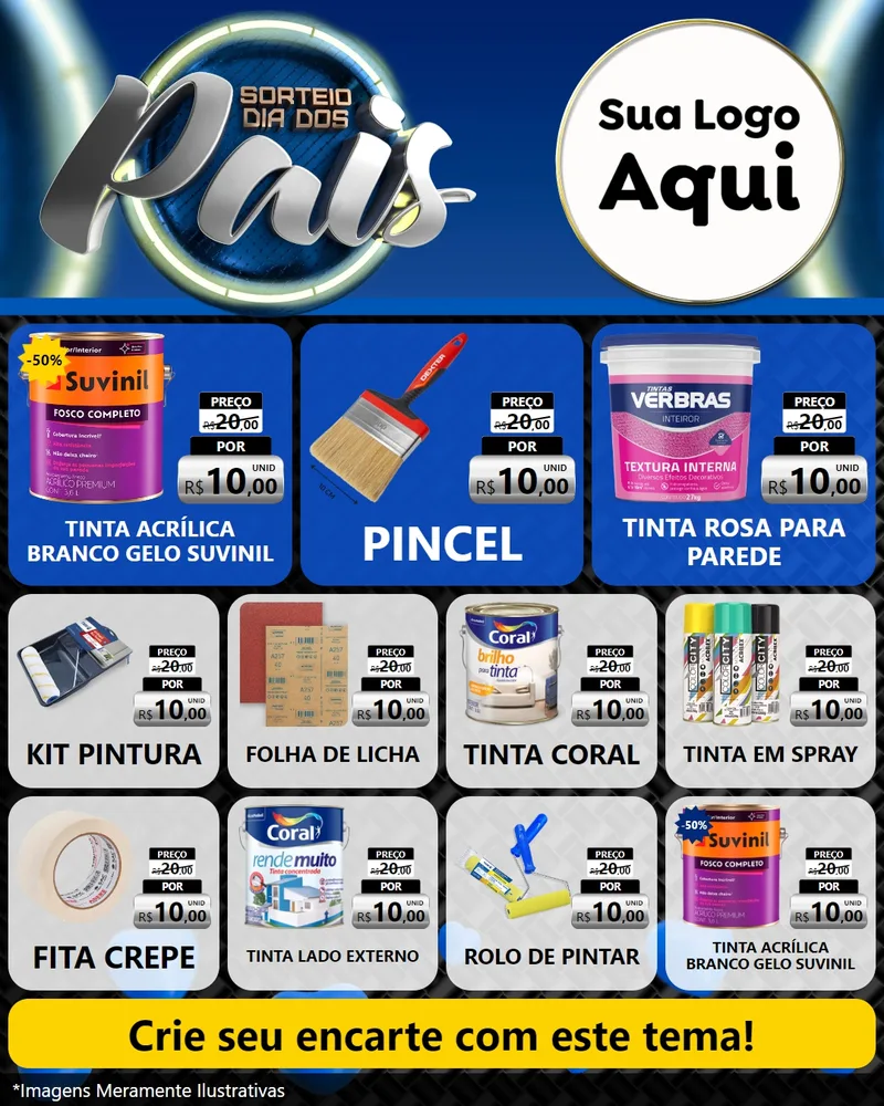 Modelo de Rede Social para Feed Instagram com o tema Sorteio Dia Dos Pais para Tintas e Ferramentas