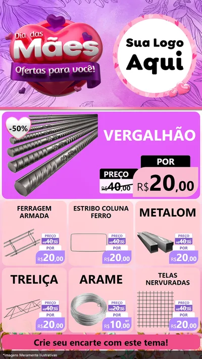 Modelo de Rede Social para Stories com o tema Dia das Mães Ofertas para Você! para Ferragens