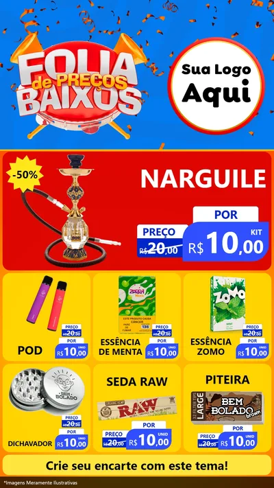 Modelo de Rede Social para Stories com o tema Folia de Preços Baixos para Tabacaria
